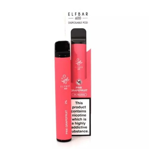 Box of 10 Elf Bar 600 Puff Disposable Device - 20MG - Eliquid Base-Pink Grapefruit