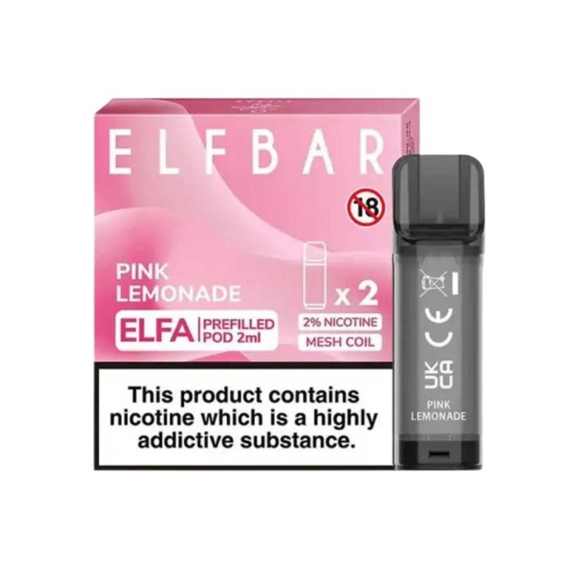 Box of 10 Elf Bar Elfa Pre - Filled Pod - Eliquid Base - Pink Lemonade