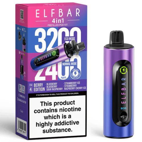 Elf Bar 4 in 1 prefilled pod kit (3200 Puffs) - Eliquid Base - Berry Edition