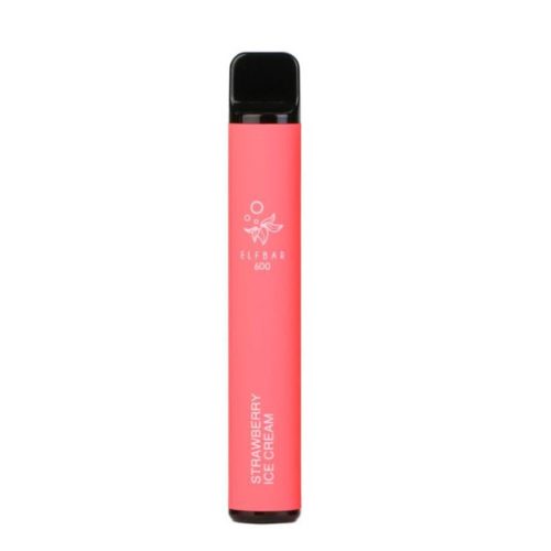 Elf Bar 600 Puffs Disposable Device | No Nicotine - Eliquid Base-Strawberry Ice Cream