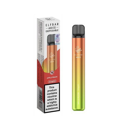 Elfbar 600 V2 Disposable Vape - 20MG - Eliquid Base-Apple Peach