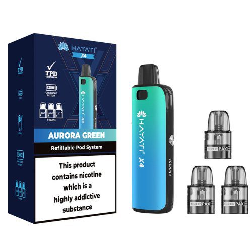 Hayati X4 Refillable Pod Vape Kit - Eliquid Base-Aurora Green