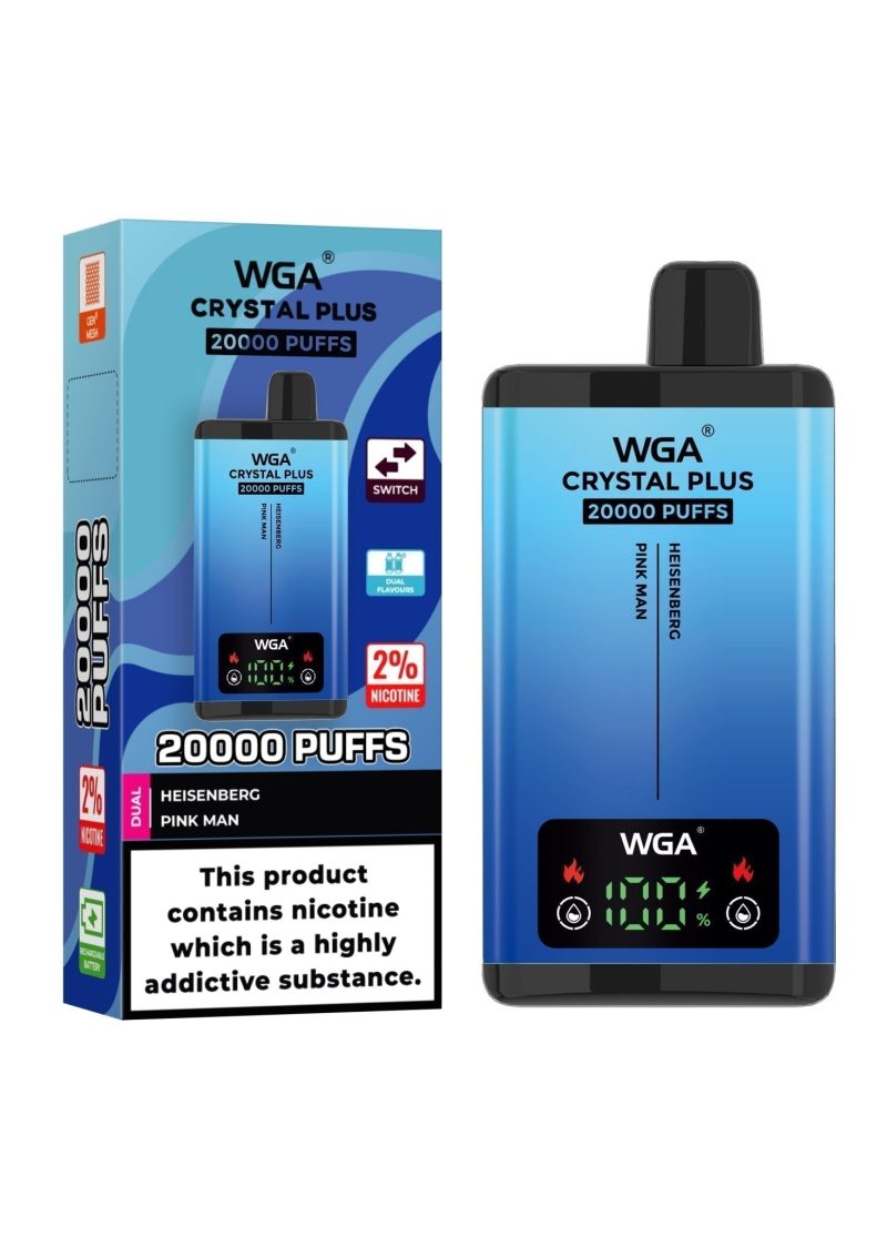 WGA Crystal Plus 20000 Disposable Vape Box of 10 - Eliquid Base - Heisenberg/Pink Man