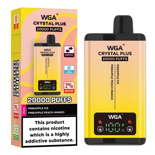 WGA Crystal Plus 20000 Disposable Vape Box of 10 - Eliquid Base - Pineapple Ice/Pineapple Peach Mango