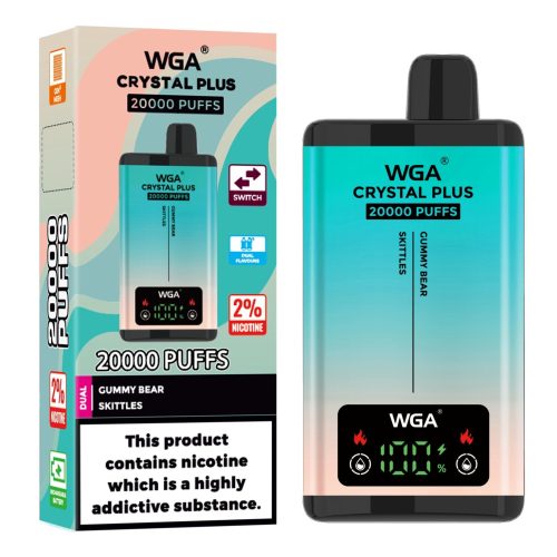 WGA Crystal Plus 20000 Disposable Vape Box of 10 - Eliquid Base - Gummy Bear/Skittles