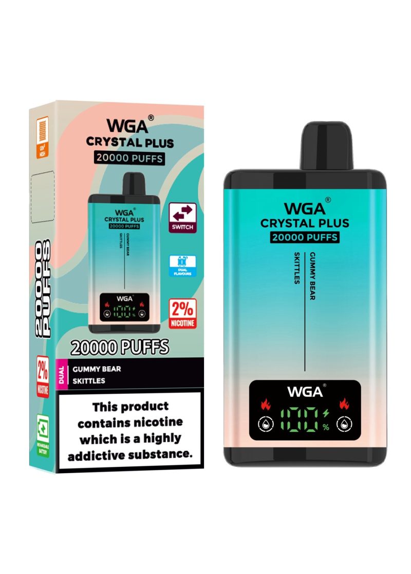 WGA Crystal Plus 20000 Disposable Vape Box of 10 - Eliquid Base - Gummy Bear/Skittles