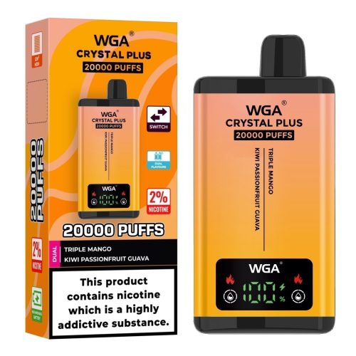 WGA Crystal Plus 20000 Disposable Vape Box of 10 - Eliquid Base - Triple Mango/Kiwi Passion Fruit Guava