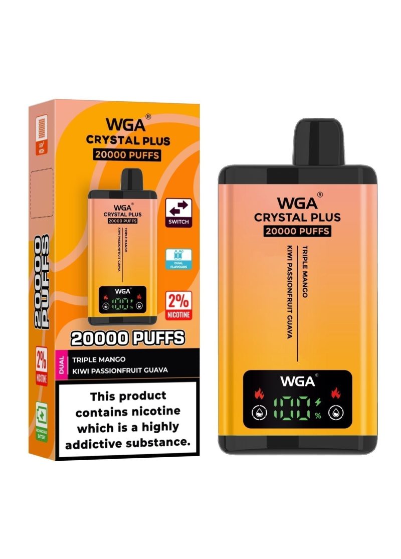 WGA Crystal Plus 20000 Disposable Vape Box of 10 - Eliquid Base - Triple Mango/Kiwi Passion Fruit Guava