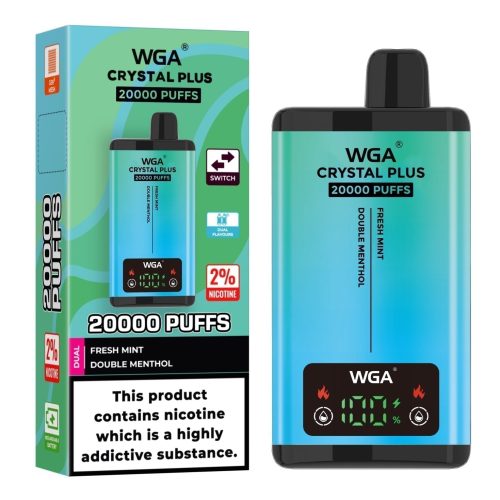 WGA Crystal Plus 20000 Disposable Vape Box of 10 - Eliquid Base - Fresh Mint/Double Menthol