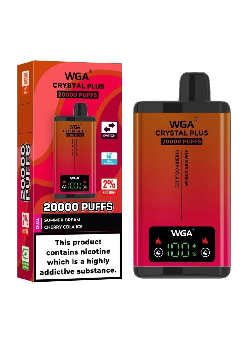 WGA Crystal Plus 20000 Disposable Vape Box of 10 - Eliquid Base - Summer Dream/Cherry Cola Ice