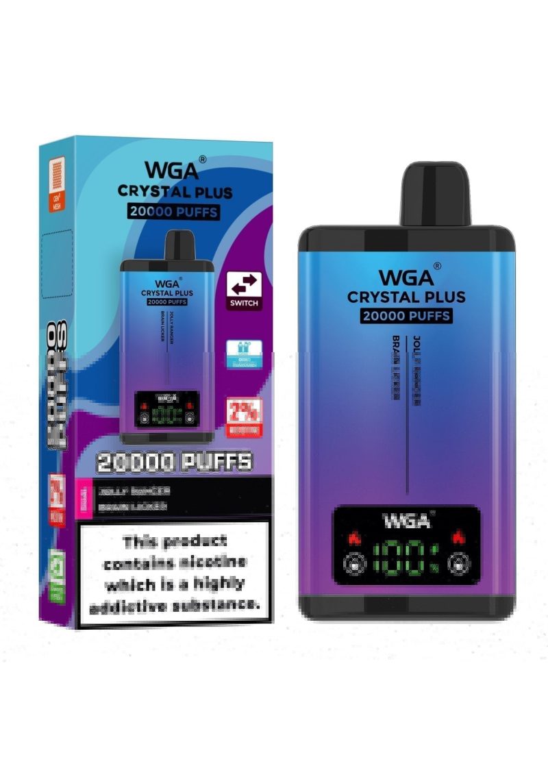 WGA Crystal Plus 20000 Disposable Vape Box of 10 - Eliquid Base - Jolly Ranger/Brain Licker