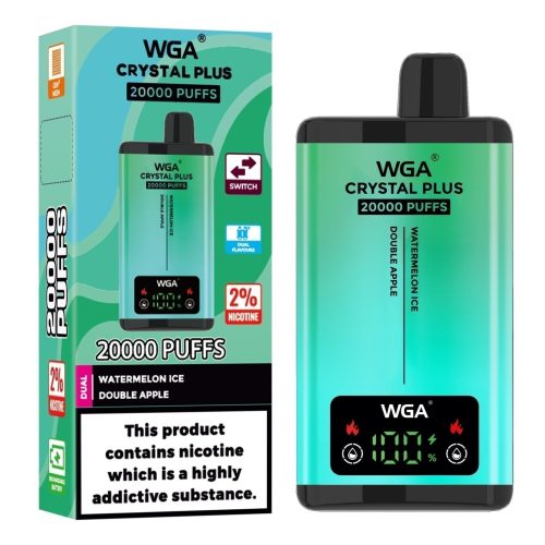 WGA Crystal Plus 20000 Disposable Vape Box of 10 - Eliquid Base - Watermelon Ice/Double Apple