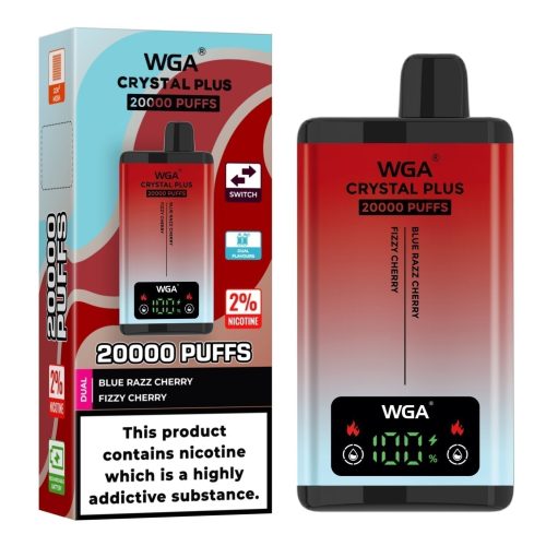 WGA Crystal Plus 20000 Disposable Vape Box of 10 - Eliquid Base - Blue Razz Cherry/Fizzy Cherry