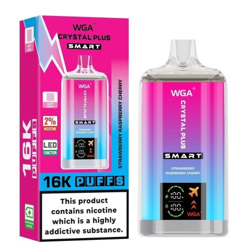 WGA Crystal Plus Smart 16000 Disposable Vape Box of 10 - Eliquid Base - Strawberry Raspberry Cherry