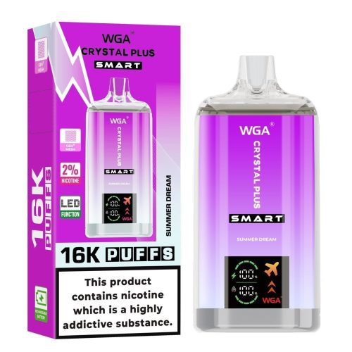 WGA Crystal Plus Smart 16000 Disposable Vape Box of 10 - Eliquid Base - Summer Dream