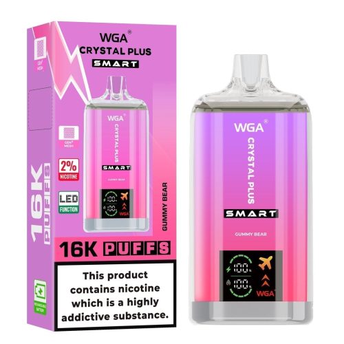 WGA Crystal Plus Smart 16000 Disposable Vape Box of 10 - Eliquid Base - Gummy Bear