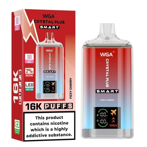 WGA Crystal Plus Smart 16000 Disposable Vape Box of 10 - Eliquid Base - Fizzy Cherry