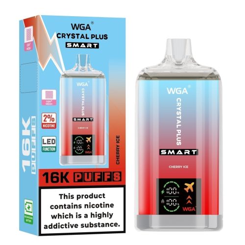 WGA Crystal Plus Smart 16000 Disposable Vape Box of 10 - Eliquid Base - Cherry Ice