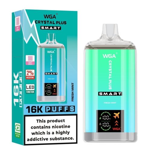 WGA Crystal Plus Smart 16000 Disposable Vape Box of 10 - Eliquid Base - Fresh Mint