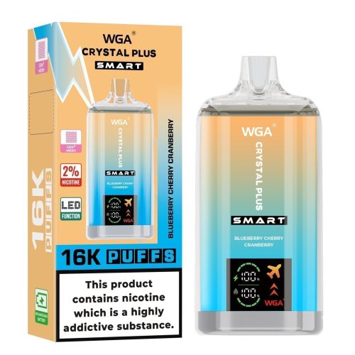 WGA Crystal Plus Smart 16000 Disposable Vape Box of 10 - Eliquid Base - Blueberry Cherry Cranberry